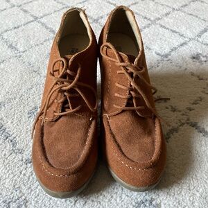 Suede block heel booties